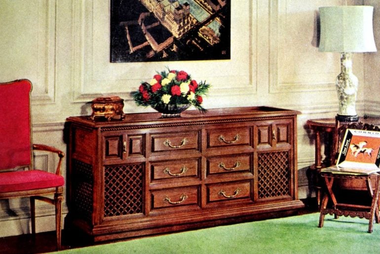 Vintage huge stereo phonograph consoles from the 50s 60s and 70s
