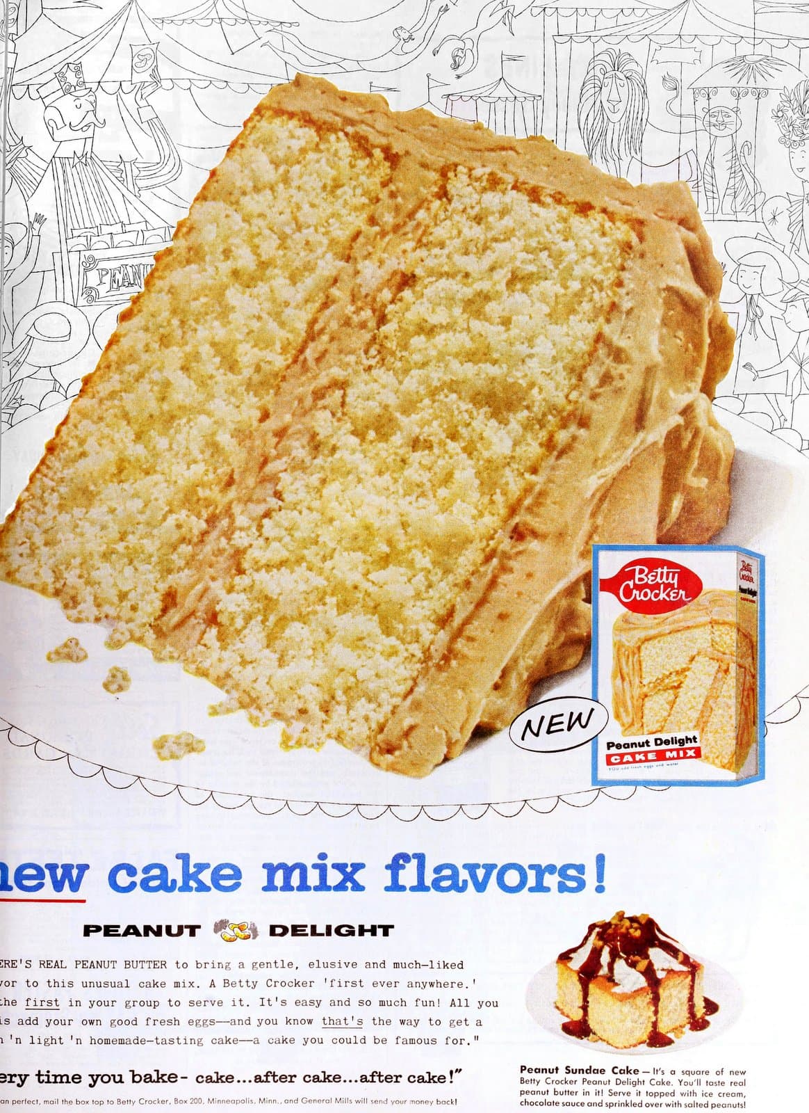 Vintage Peanut Delight discontinued cake mix from Betty Crocker (1955)