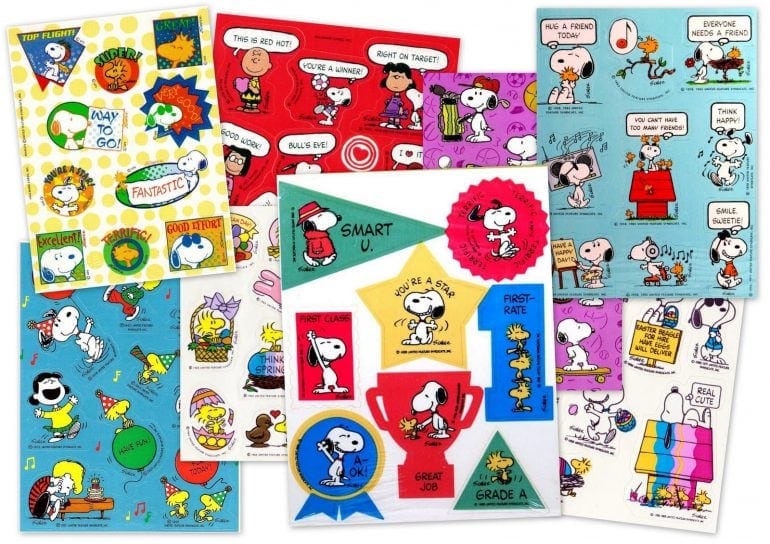 Vintage Peanuts sticker sheets with Snoopy - Woodstock - Charlie Brown and the gang