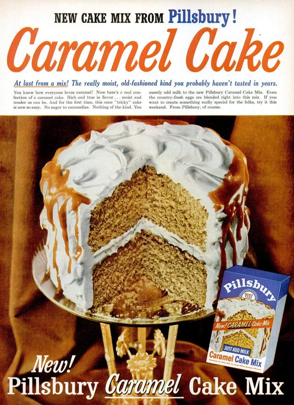 Vintage Pillsbury Caramel cake mix (1956)