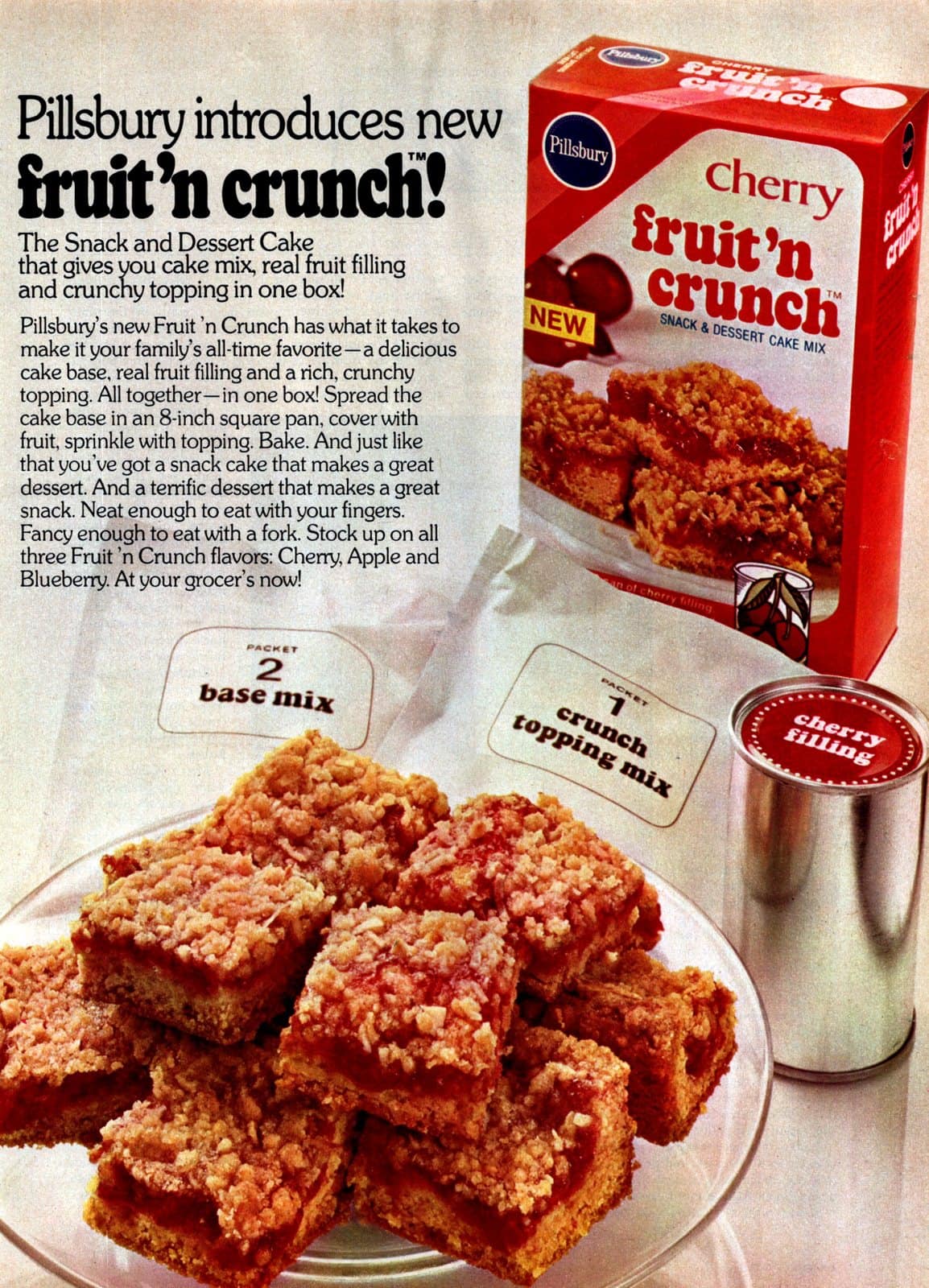 Vintage Pillsbury Fruit N Crunch snack and dessert cake mix (1972)
