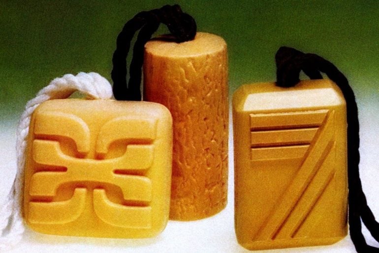 Vintage soap on a rope at Click Americana
