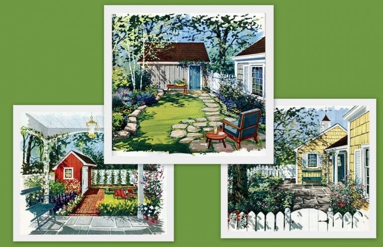 Vintage tiny, private gardens and sweet retreats Clever ideas for small outdoor spaces from the 1960s